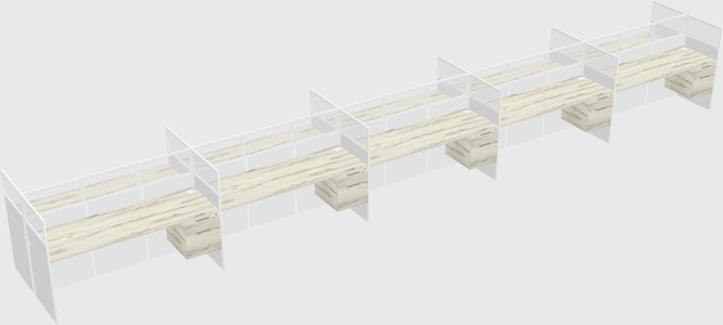 Shared rectangular cubicle