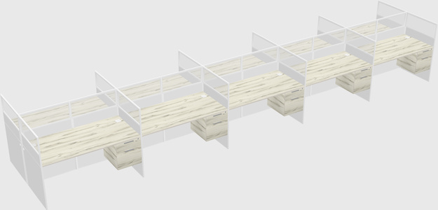 Shared rectangular cubicle