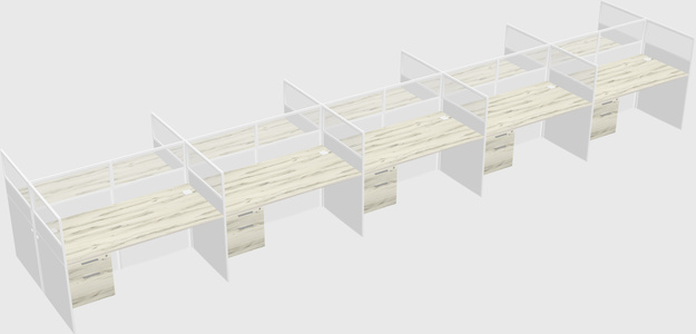 Shared rectangular cubicle