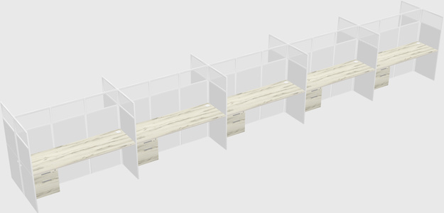Shared rectangular cubicle