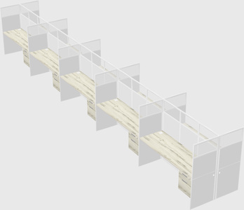 Shared rectangular cubicle