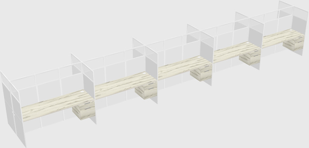 Shared rectangular cubicle