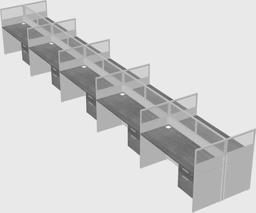 Shared rectangular cubicle