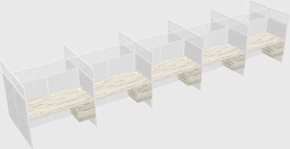 Shared rectangular cubicle