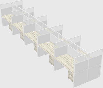 Shared rectangular cubicle