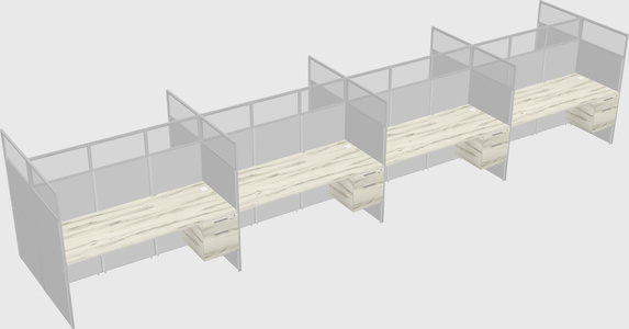 Shared rectangular cubicle