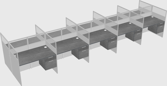 Shared rectangular cubicle