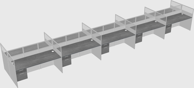 Shared rectangular cubicle