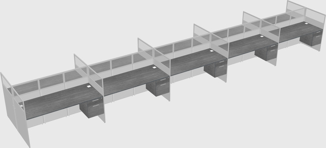 Shared rectangular cubicle