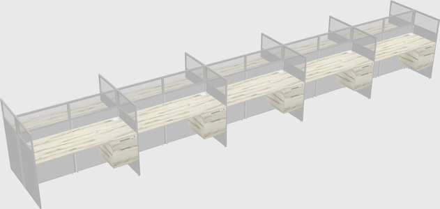 Shared rectangular cubicle