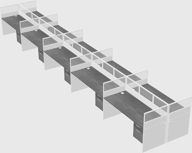 Shared rectangular cubicle