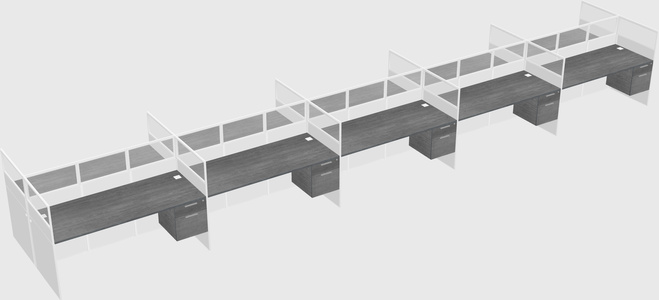 Shared rectangular cubicle