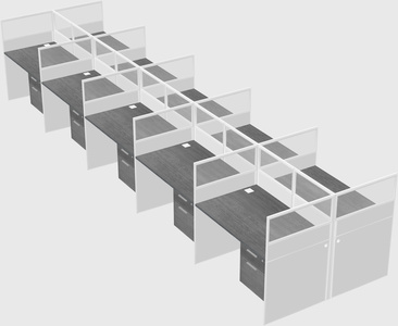 Shared rectangular cubicle