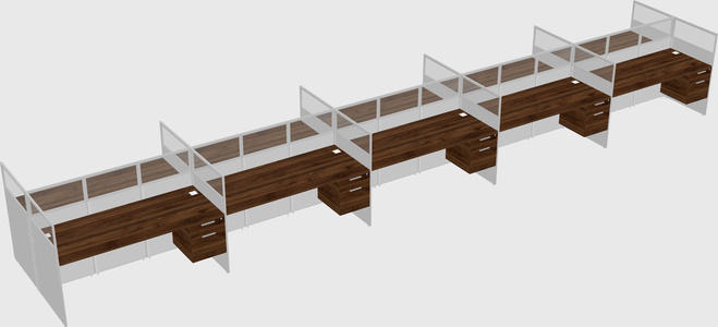 Shared rectangular cubicle