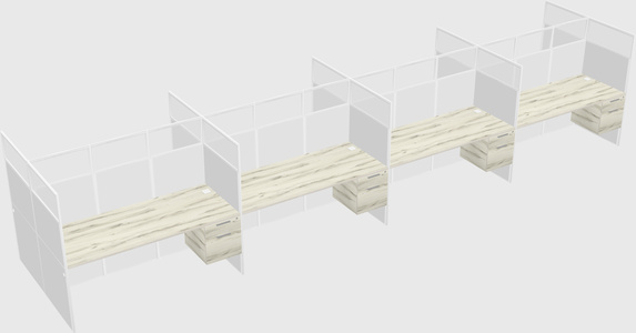 Shared rectangular cubicle