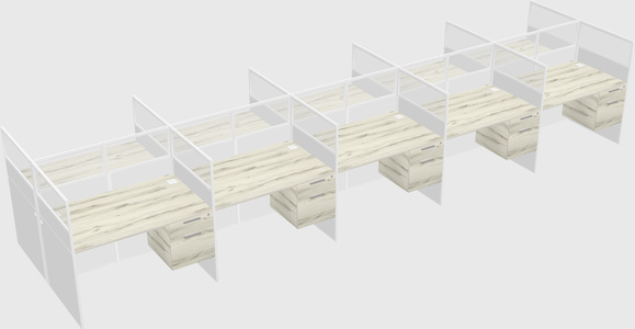 Shared rectangular cubicle