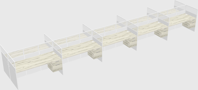 Shared rectangular cubicle