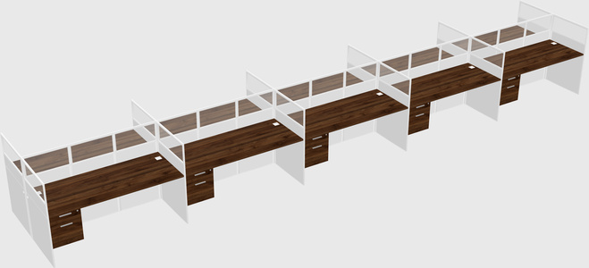 Shared rectangular cubicle