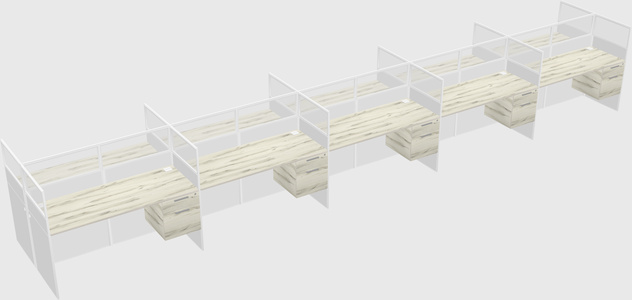 Shared rectangular cubicle