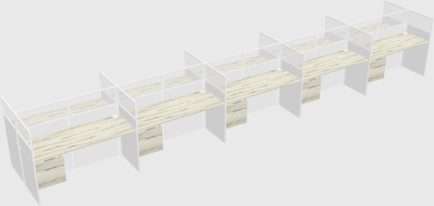 Shared rectangular cubicle