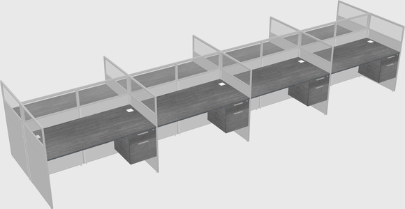 Shared rectangular cubicle