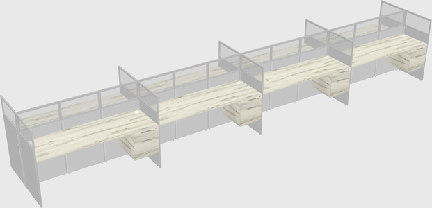 Shared rectangular cubicle