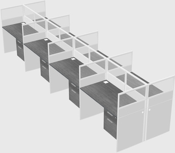 Shared rectangular cubicle