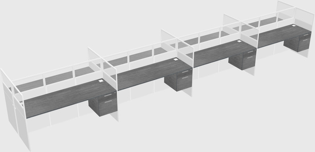 Shared rectangular cubicle