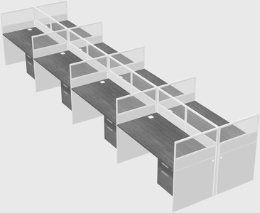 Shared rectangular cubicle
