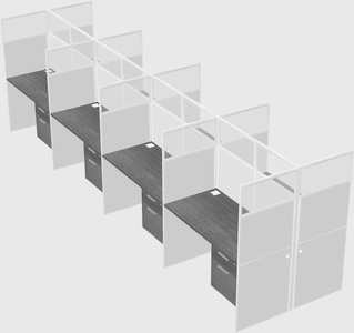 Shared rectangular cubicle