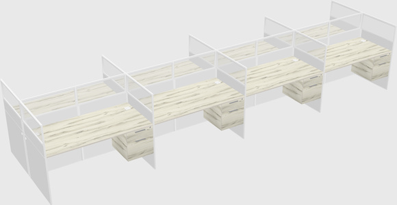 Shared rectangular cubicle