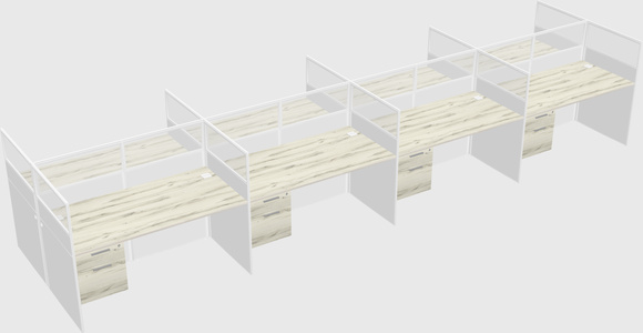 Shared rectangular cubicle