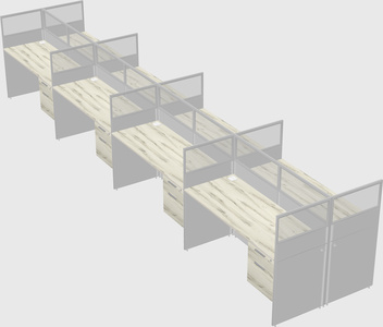 Shared rectangular cubicle