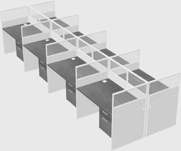 Shared rectangular cubicle