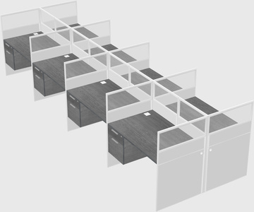 Shared rectangular cubicle