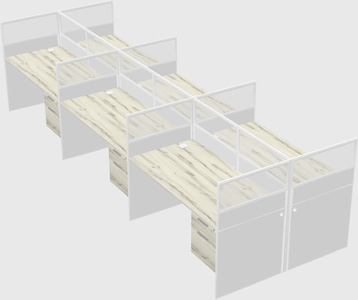 Shared rectangular cubicle