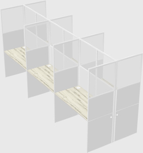 Shared rectangular cubicle