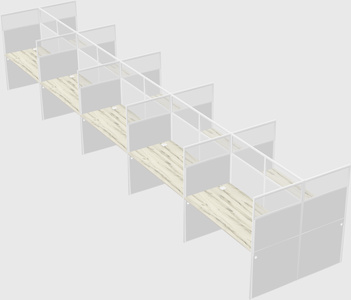 Shared rectangular cubicle