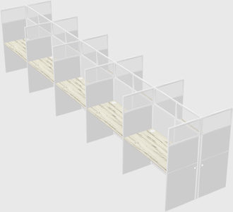 Shared rectangular cubicle