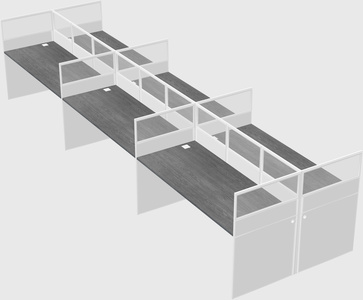 Shared rectangular cubicle