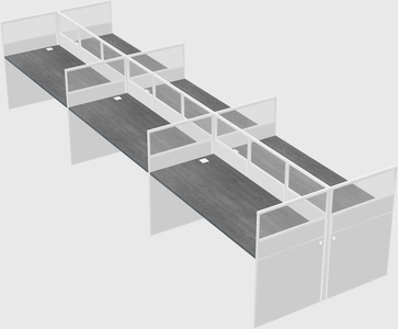 Shared rectangular cubicle
