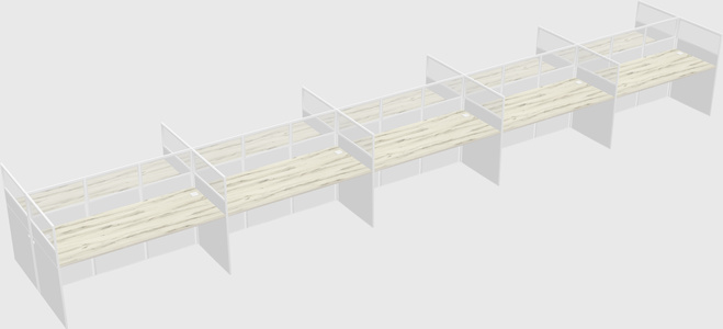 Shared rectangular cubicle