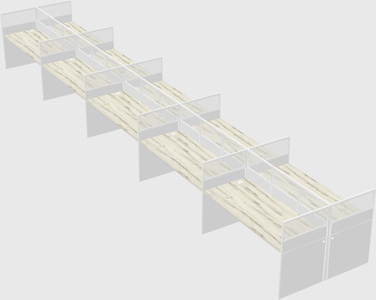 Shared rectangular cubicle