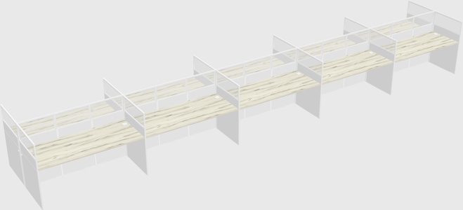 Shared rectangular cubicle