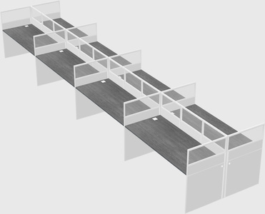 Shared rectangular cubicle