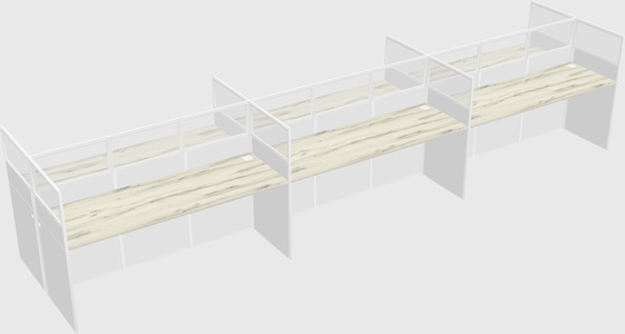 Shared rectangular cubicle