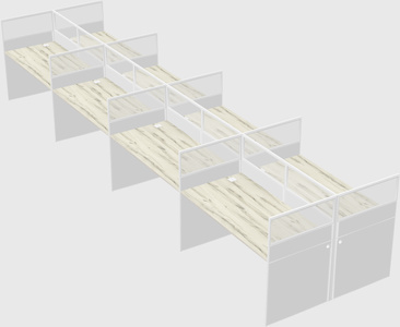 Shared rectangular cubicle