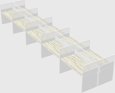 Shared rectangular cubicle