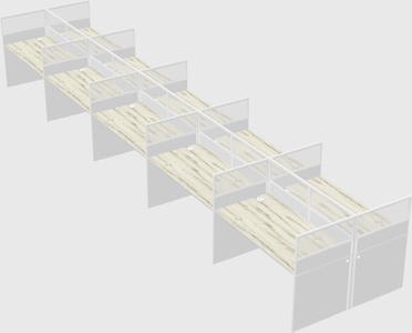 Shared rectangular cubicle
