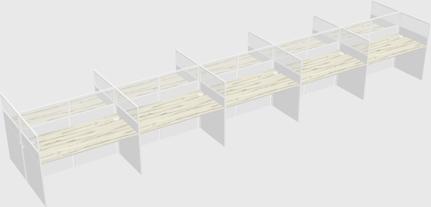Shared rectangular cubicle